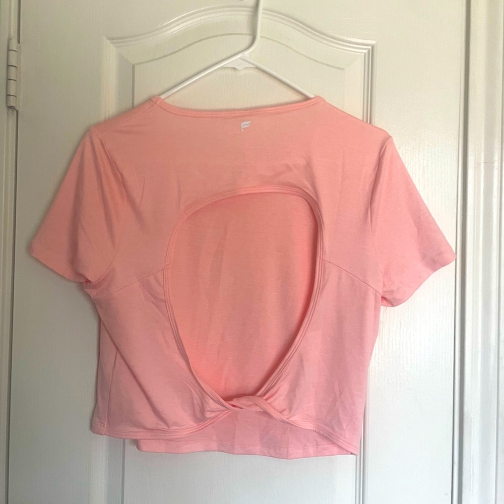 Fabletics Pink Crop Top W/ Open Back - image 3